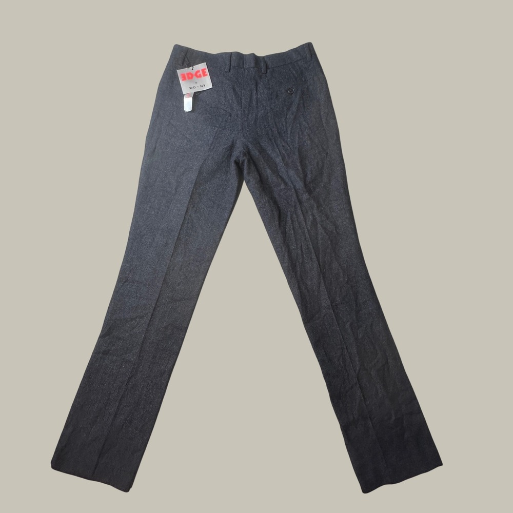 Edge by WD-NY Dress Pants Mens 29x32 Slim Fit Charcoal Herringbone Wool NEW - Picture 3 of 11
